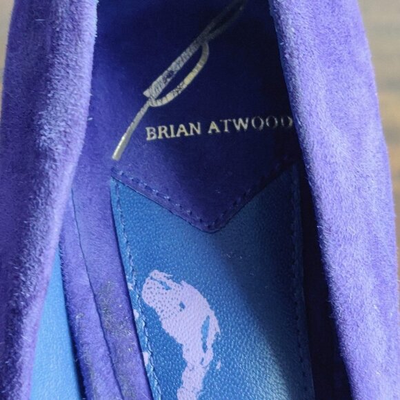 Brian Atwood Blue Suede Colorblock Fontanne Platform Pumps 7.5 Gold aqua green - Picture 8 of 11